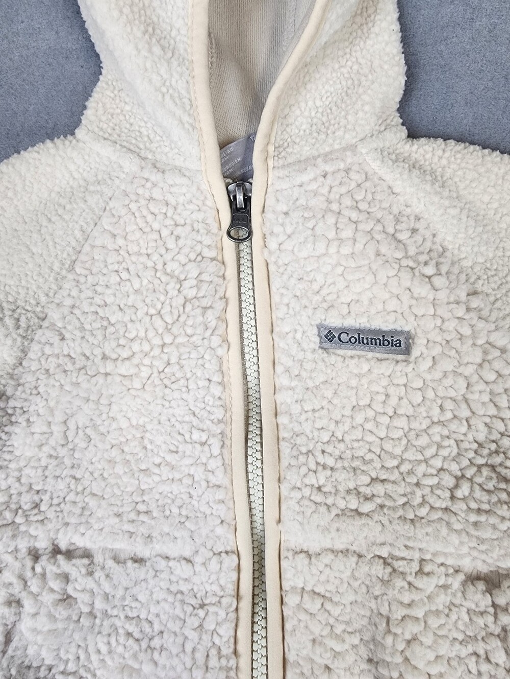 Columbia Cozy Teddy Hooded Sherpa Jacket Cream Full Zip 12-18 Months - Picture 2 of 10